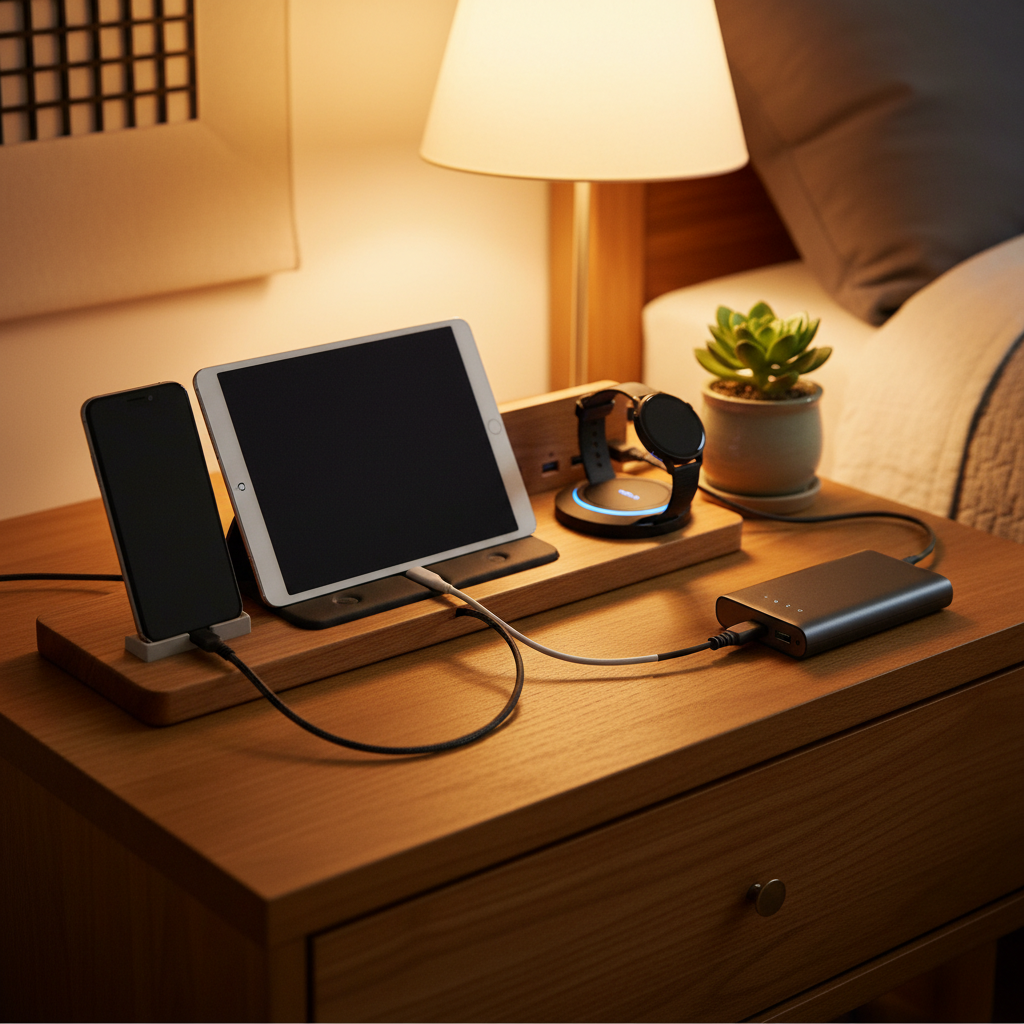 밤 도착 순서대로 기기를 배치한 충전 구역 생성 이미지