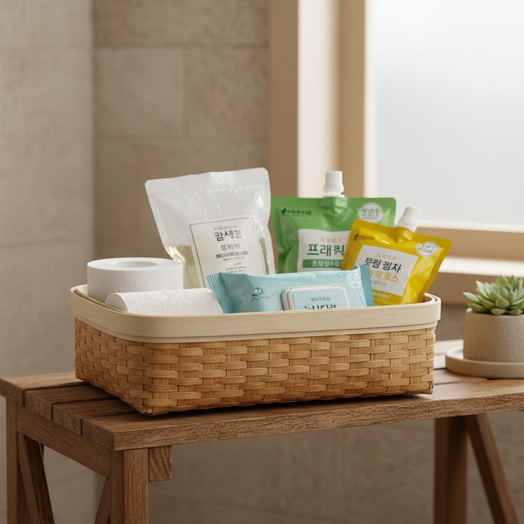 욕실용 보충분만 따로 모은 바구니 생성 이미지