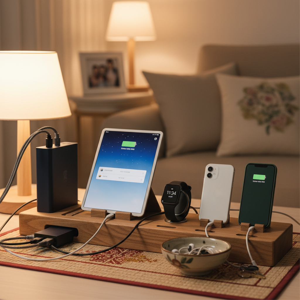 밤 도착 순서대로 기기를 배치한 충전 구역 생성 이미지