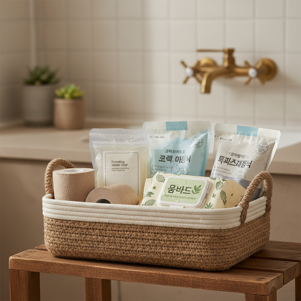 욕실용 보충분만 따로 모은 바구니 생성 이미지
