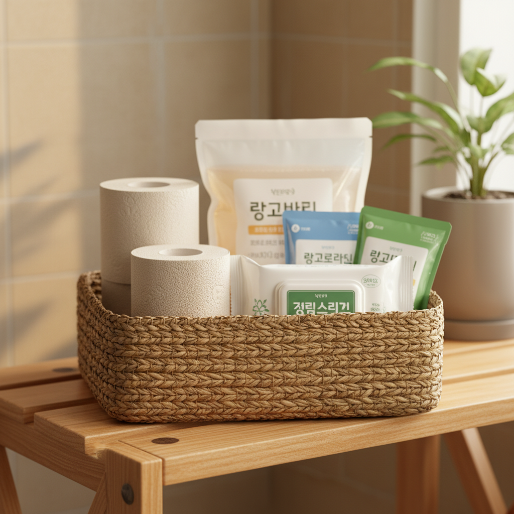 욕실용 보충분만 따로 모은 바구니 생성 이미지