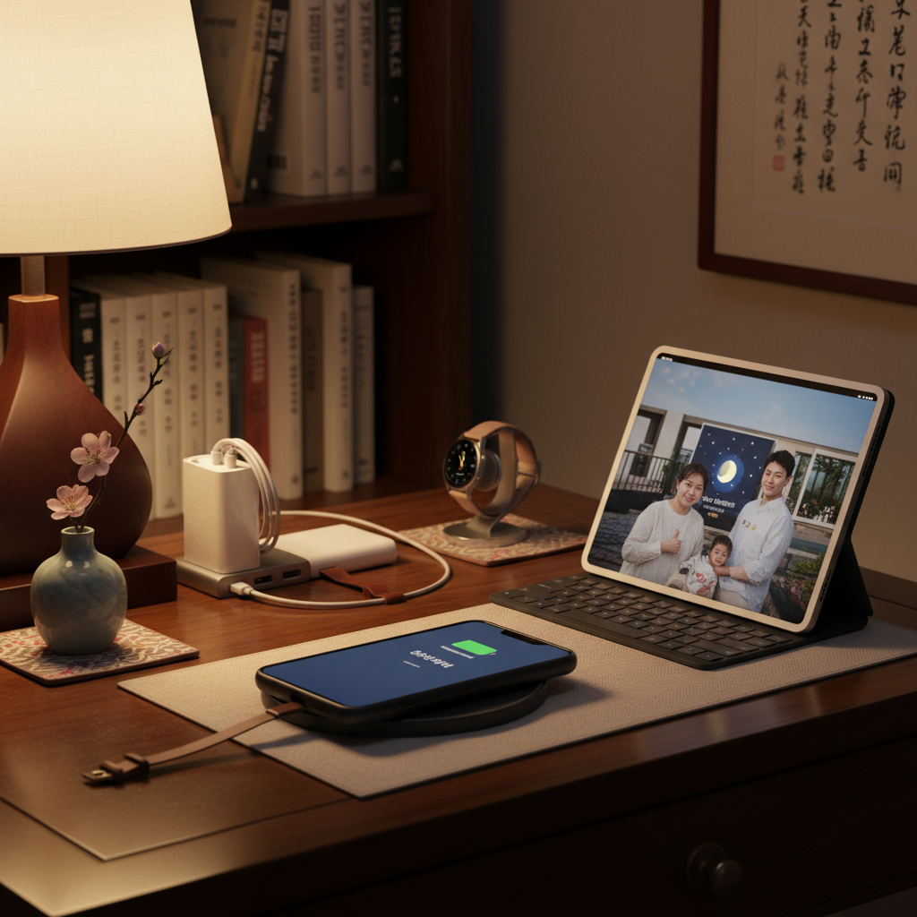 밤 도착 순서대로 기기를 배치한 충전 구역 생성 이미지