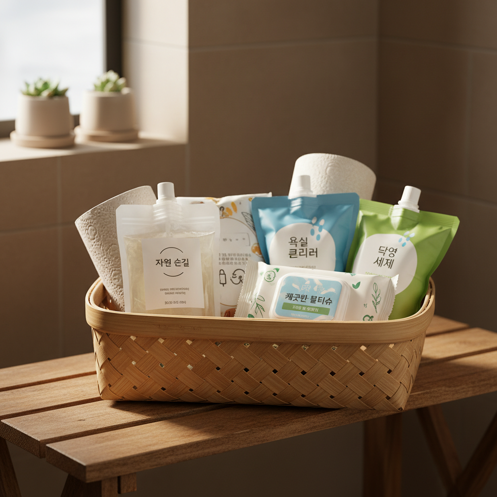 욕실용 보충분만 따로 모은 바구니 생성 이미지