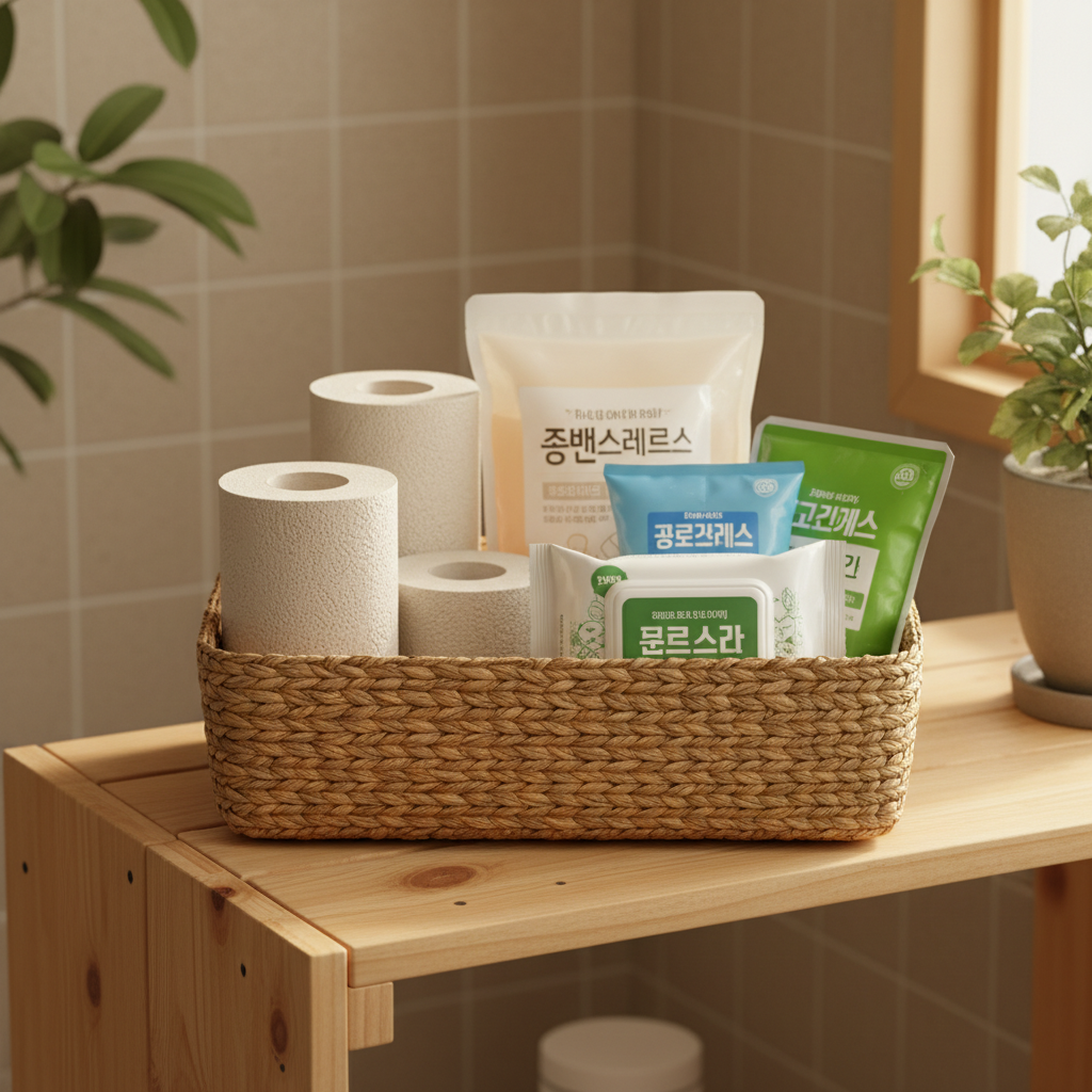 욕실용 보충분만 따로 모은 바구니 생성 이미지
