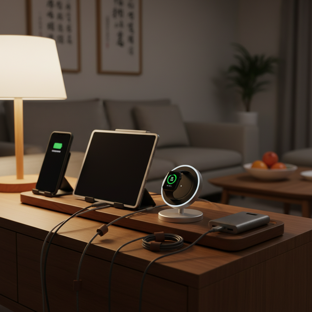 밤 도착 순서대로 기기를 배치한 충전 구역 생성 이미지