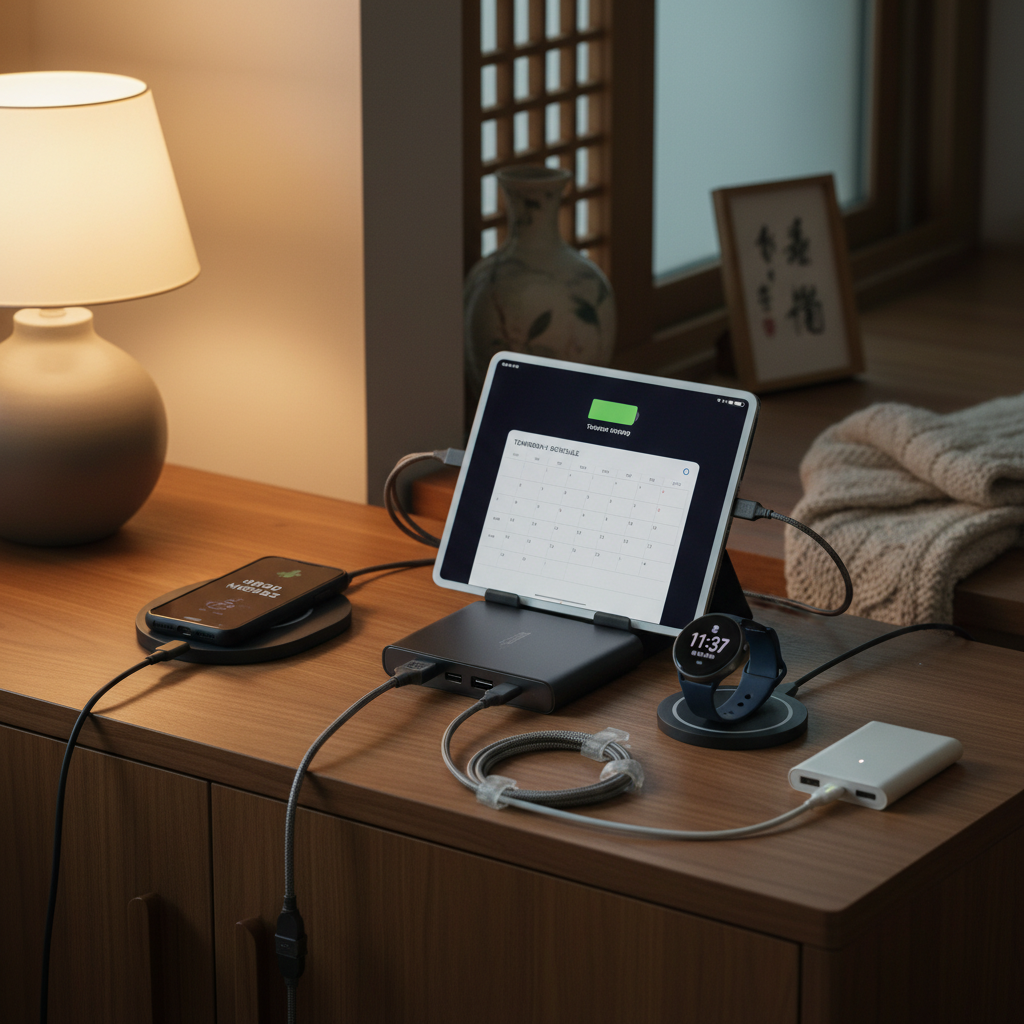 밤 도착 순서대로 기기를 배치한 충전 구역 생성 이미지