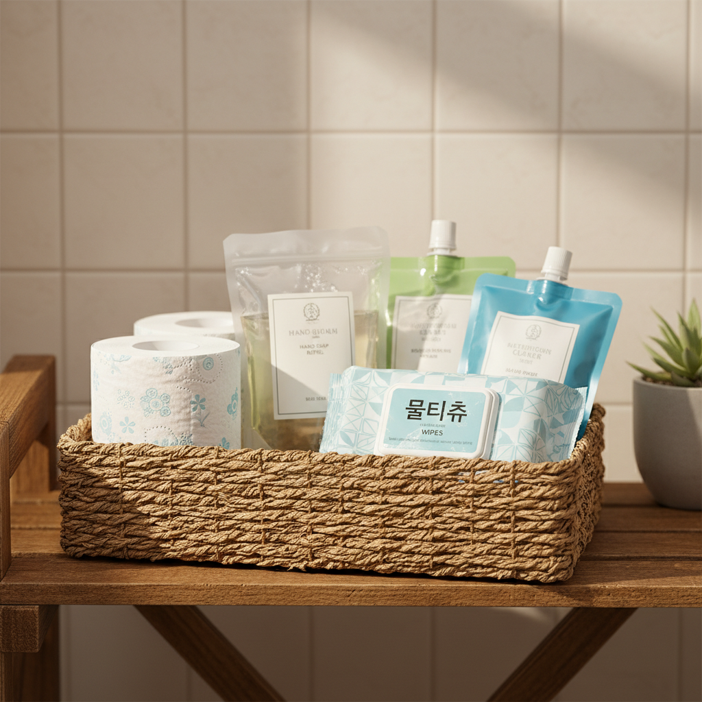 욕실용 보충분만 따로 모은 바구니 생성 이미지