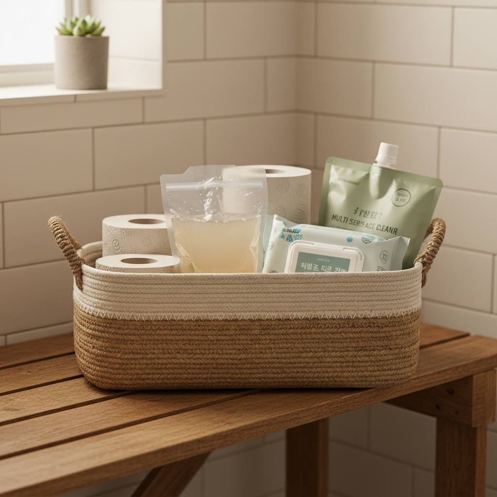 욕실용 보충분만 따로 모은 바구니 생성 이미지